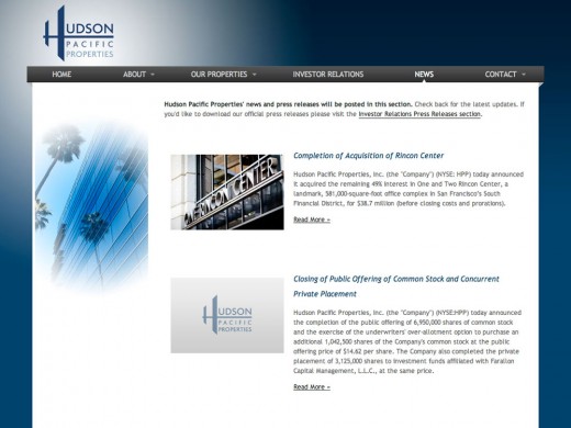 Hudson Pacific Properties News Hudson Pacific Properties News