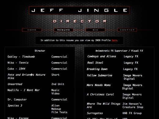 Jeff Jingle resume page